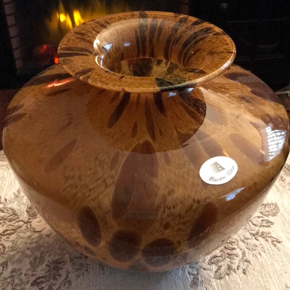 Tortoise MAESTRI VETRAI Handblown Glass Vase - Picture 2 of 8